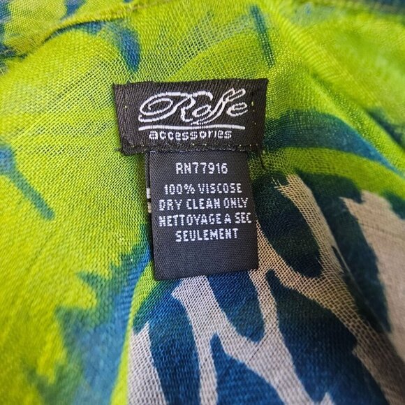 Roffe Sheer Viscose Butterfly Poncho Top Women OS Swim Cover Up Blue Green VNeck - Picture 6 of 7